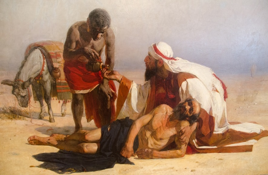The Merciful Samaritan. Painting by V.I. Surikov 1874