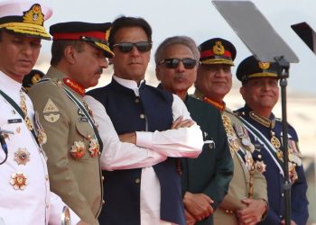 Imran Khan and the military. Photo: Getty