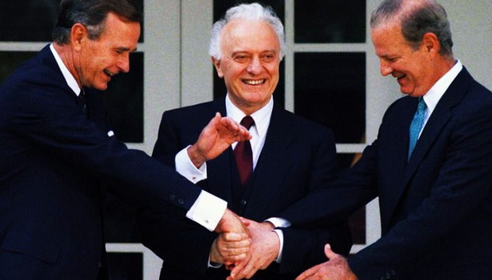 George H.W. Bush, Eduard Shevardnadze and James Baker