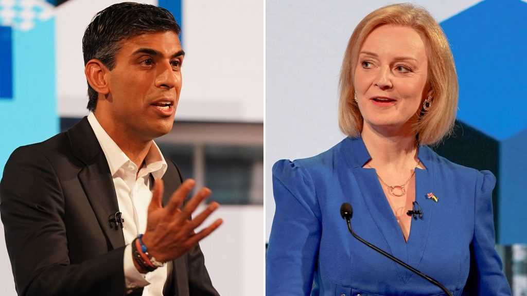 Rishi Sunak and Liz Truss. Image: news.sky.com