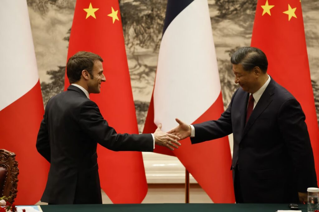 Emmanuel Macron and Xi Jinping. Image: globaltimes.cn