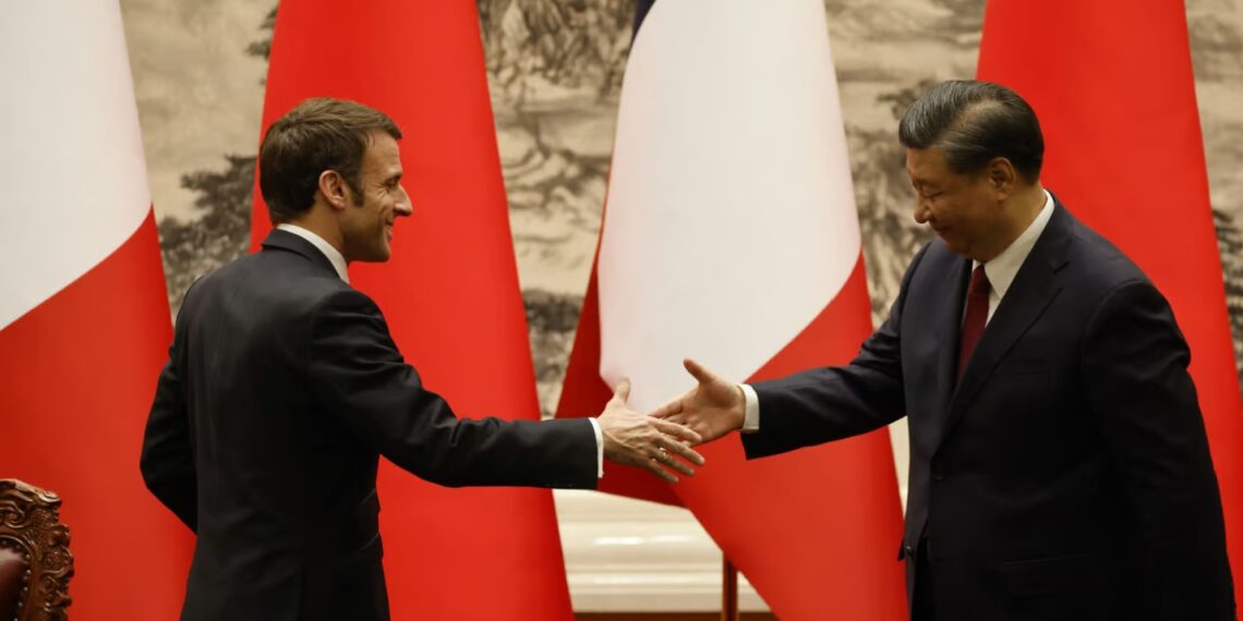 Emmanuel Macron and Xi Jinping. Image: globaltimes.cn