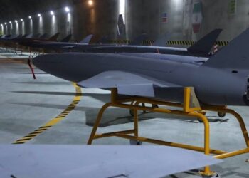 The photo shows suicide drones at an undisclosed location in Iran