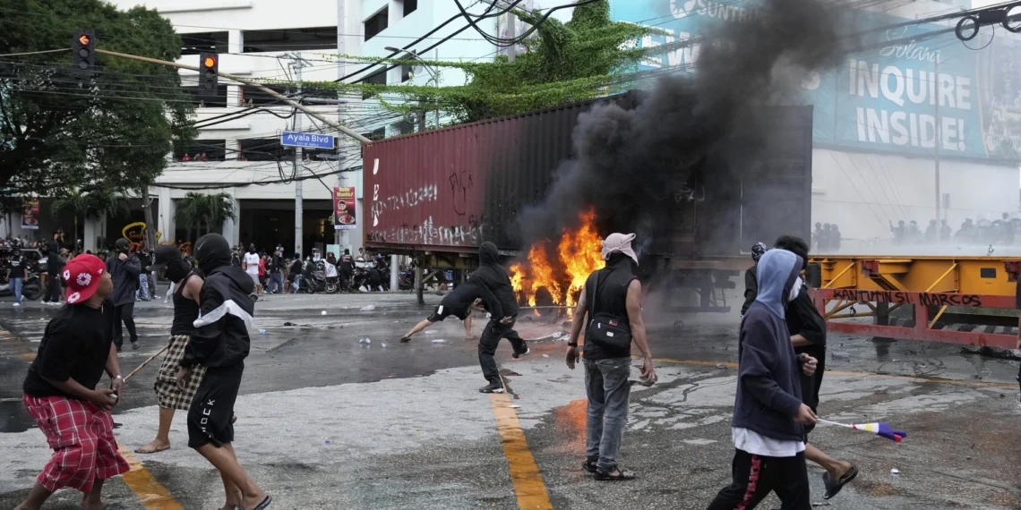 Philippine police arrest 49 after violent clashes near presidential palace amid mass anti-corruption protests