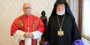 Catholicos Aram I discussed the release of Armenian political prisoners at a meeting with Pope Leo XIV